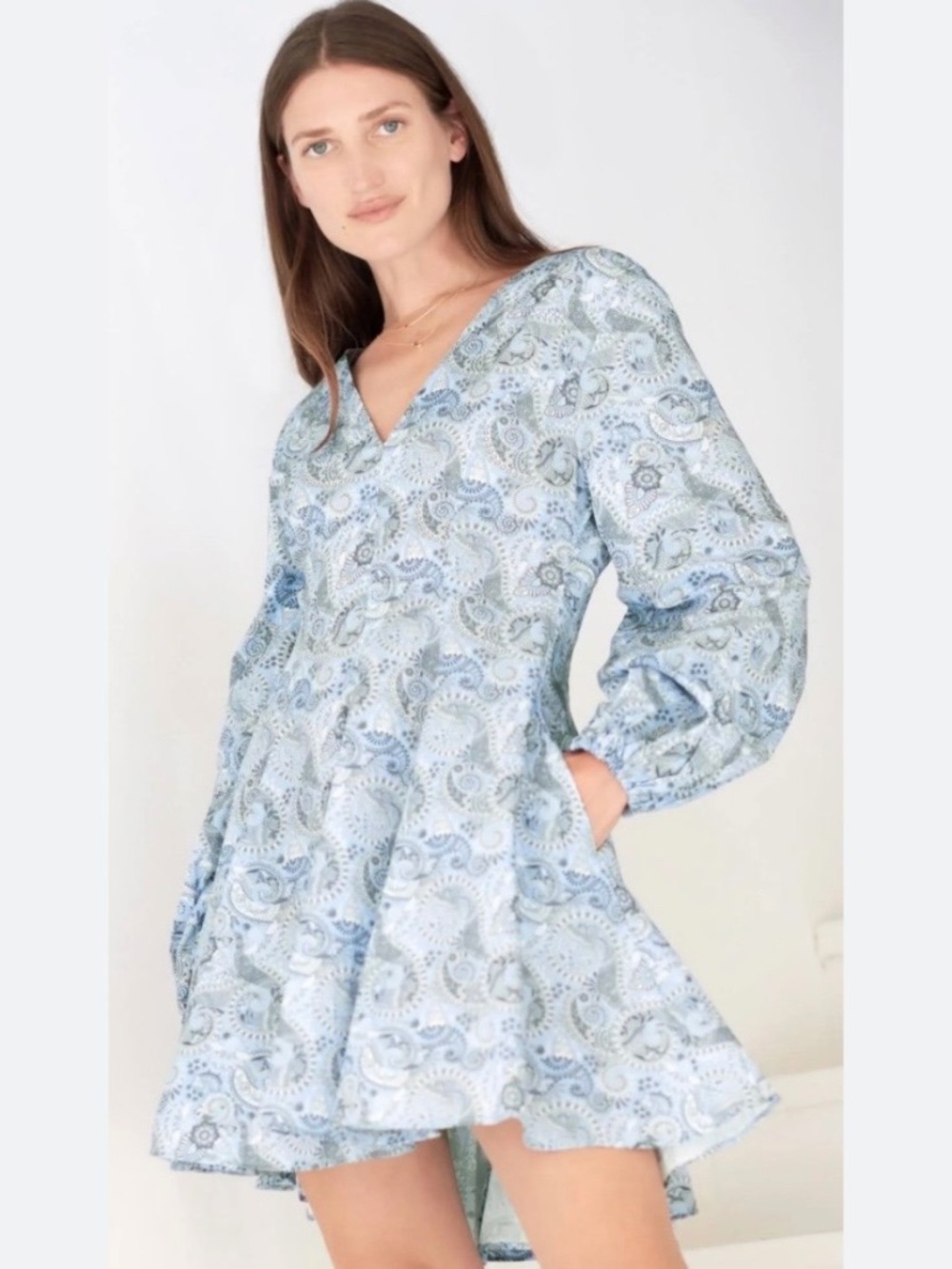 Sokie Collective Puff Sleeve Paisley Mini Dress
